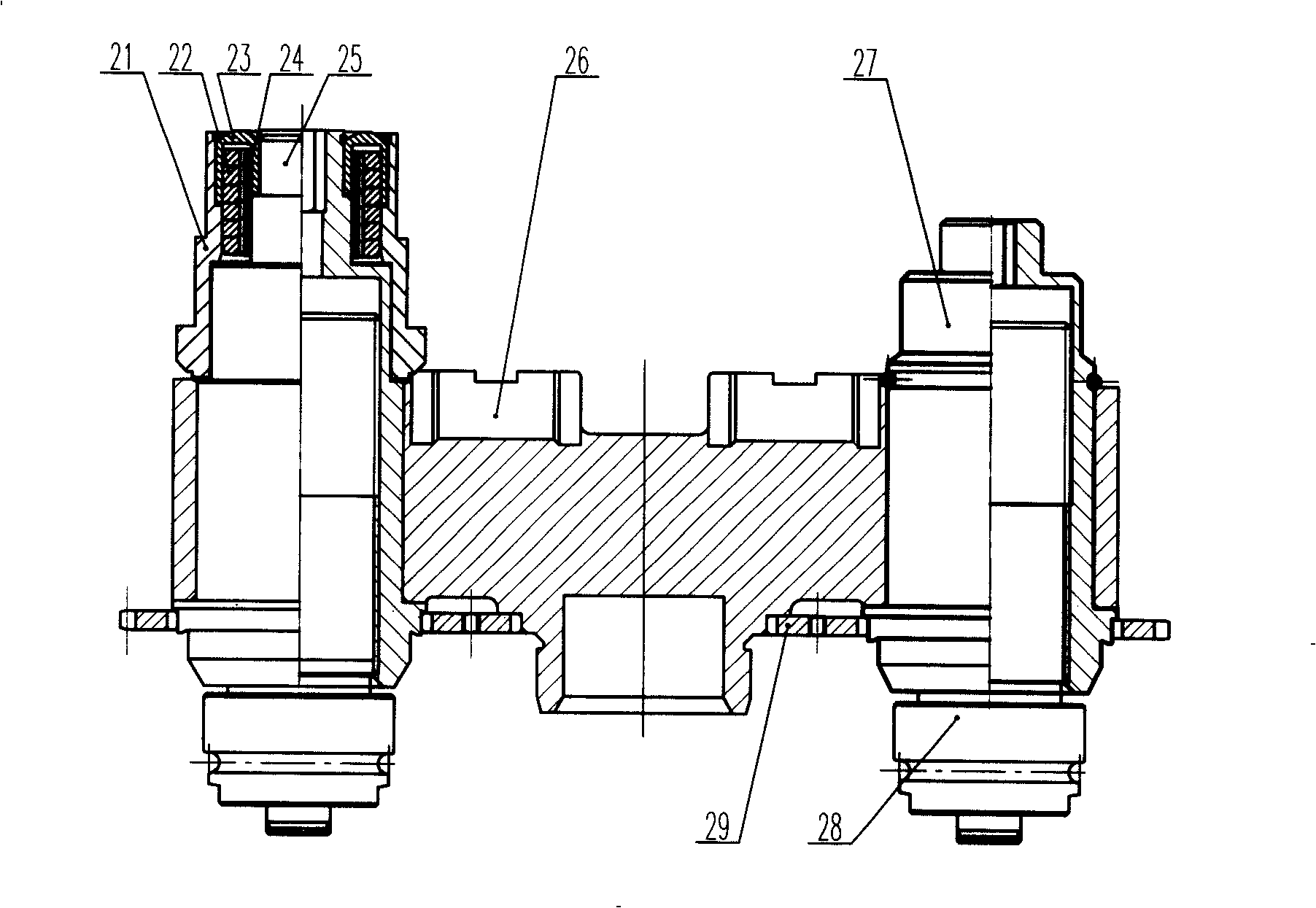 Floating tong type bipushing rod pneumatic disk brake based on rectangular torsional spring single dicrection clutch