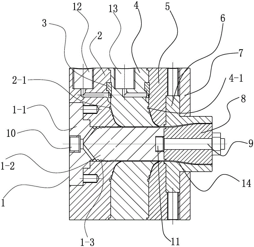 Handpiece body of three-layer coextrusion film blowing unit