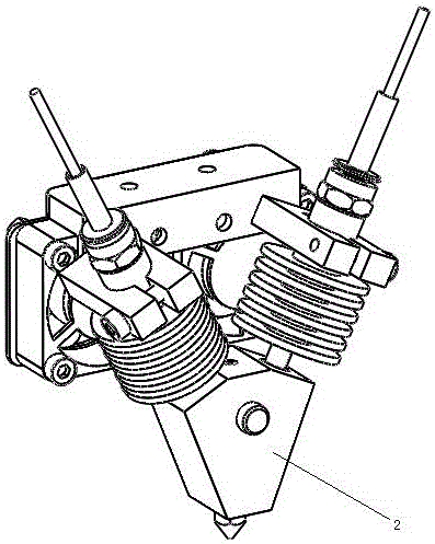 Double-color-mixed printing head of FDM-based 3D printer