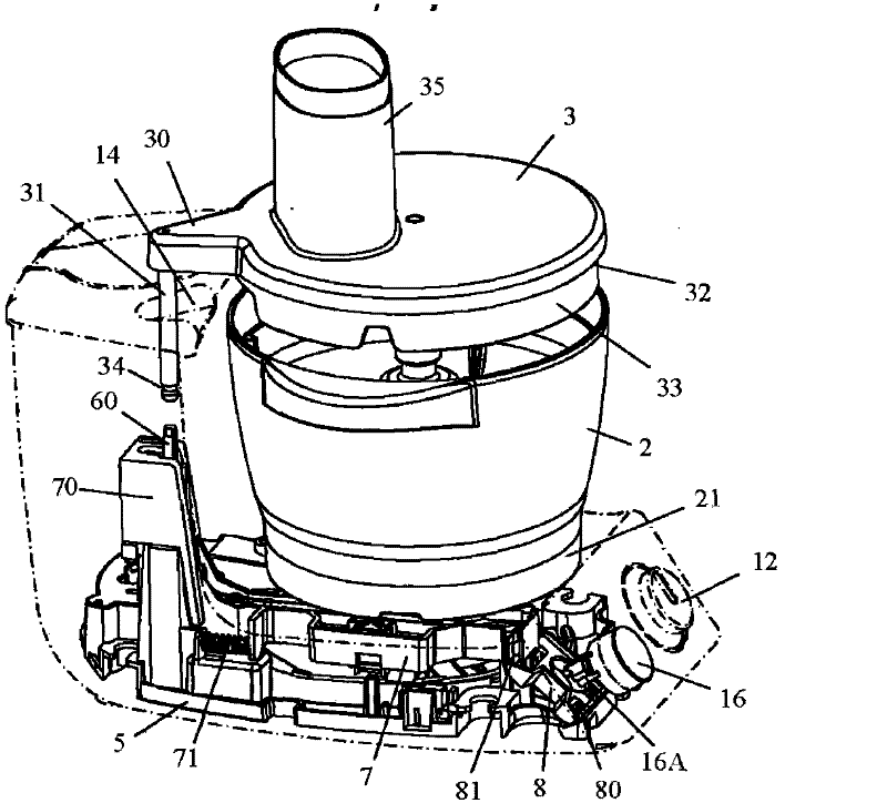 Electrical kitchen appliance comprising a work container sealed by a removable cover