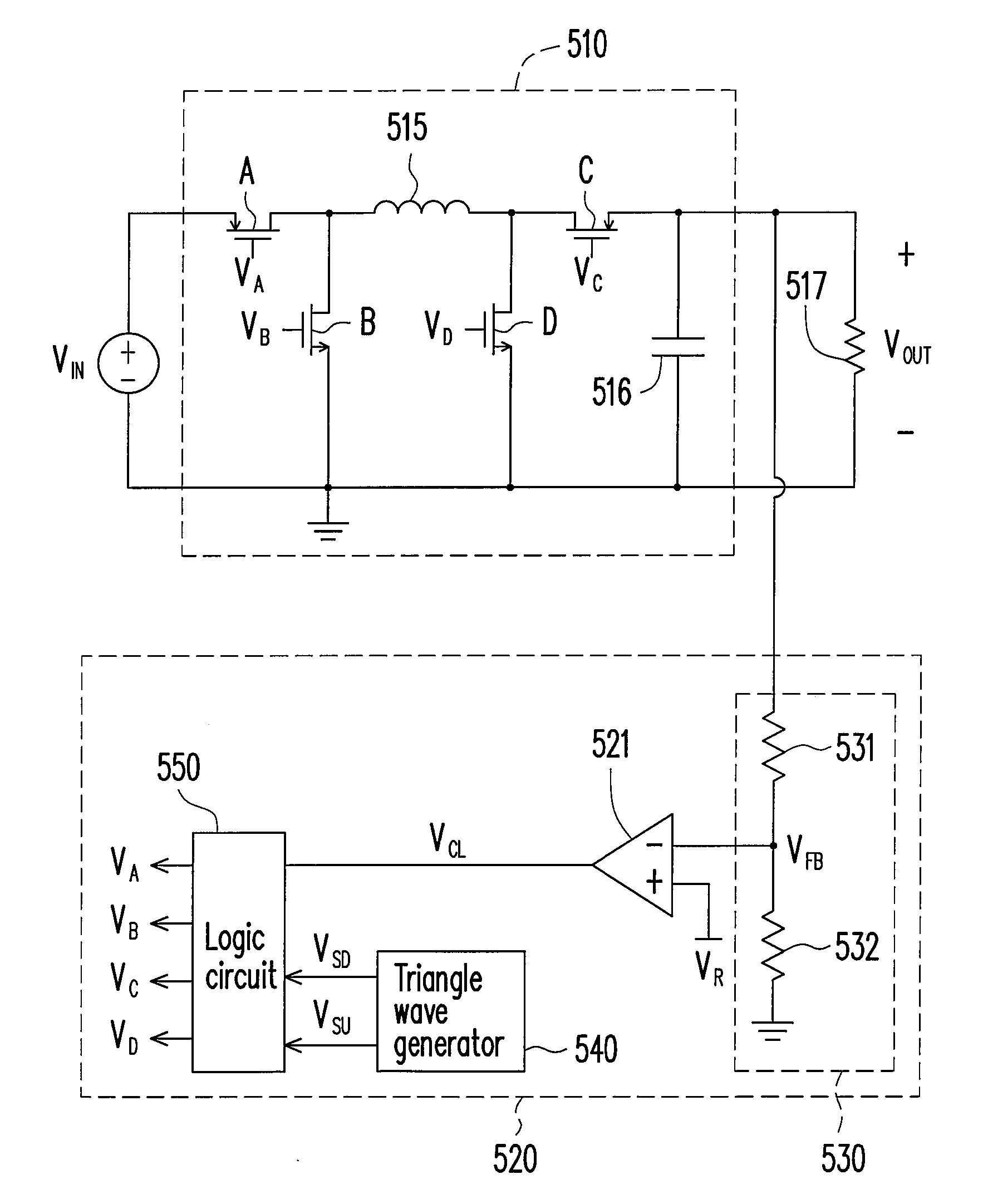 Control circuit and method for multi-mode buck-boost switching regulator