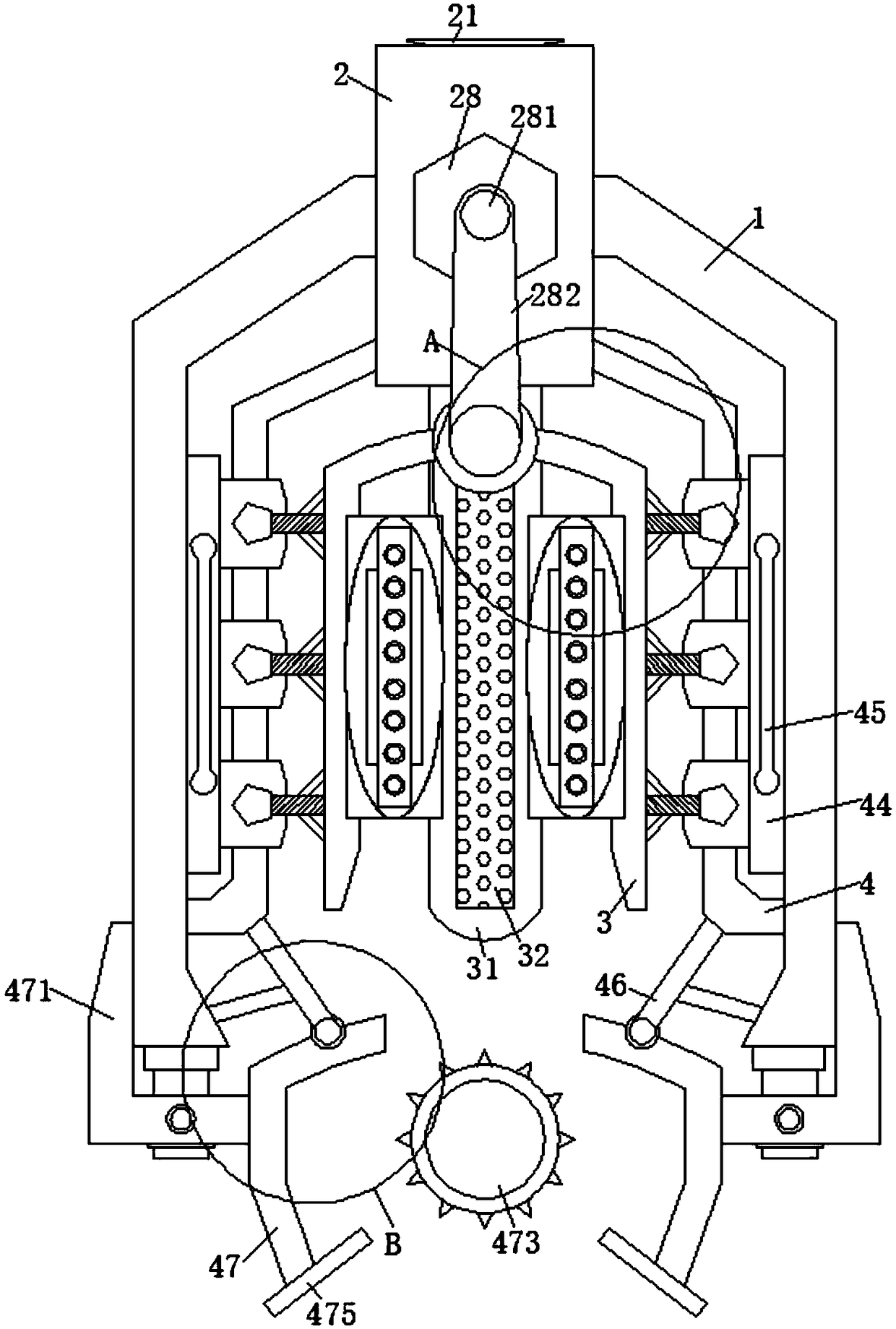 Unloading device for shelling treatment of deep-fried broad beans