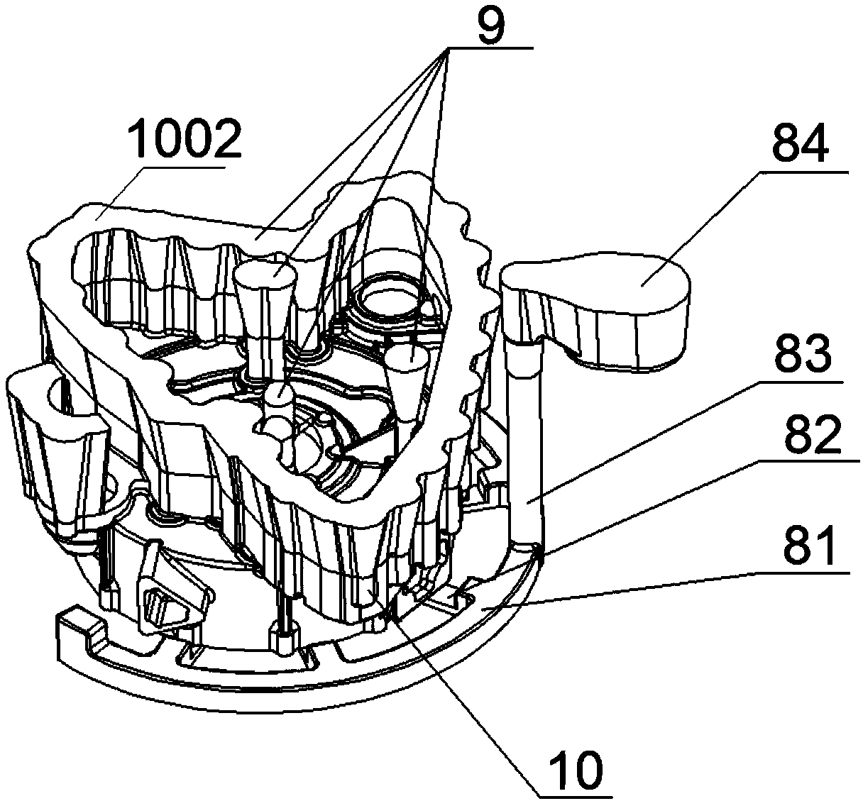 Casting method of flywheel housing with gear chamber cover