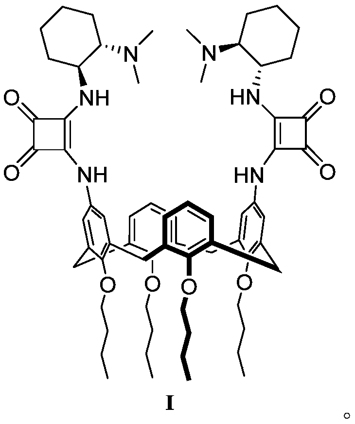 Calix[4]squaramide cyclohexanediamine derivative and method for catalyzing asymmetric Michael addition and acetalization tandem reaction by using derivative