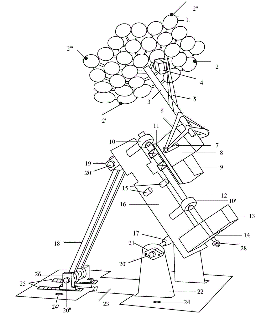 Control method for butterfly power generation two-axis tracking structure based on polar axis coordinate system