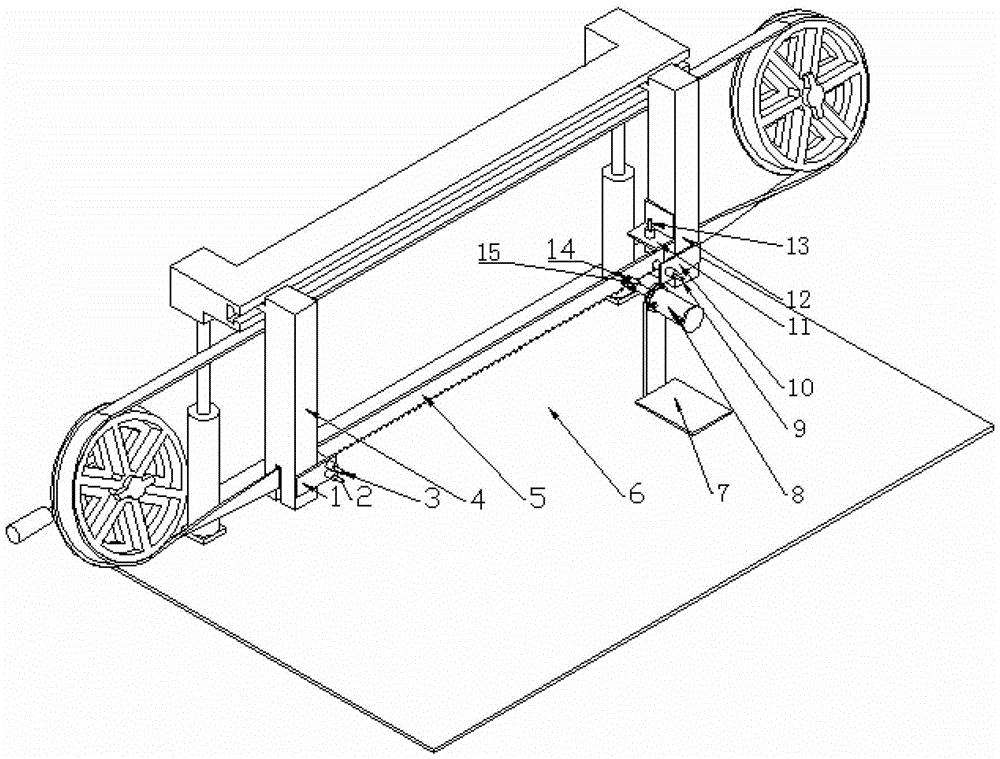 A device and method for actively suppressing band saw blade vibration based on main vibration mode prediction