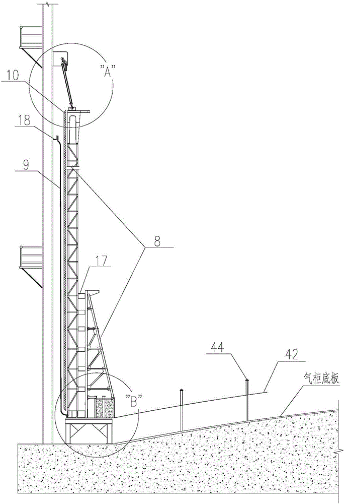 Transformation method of two-section rubber diaphragm sealed gas cabinet