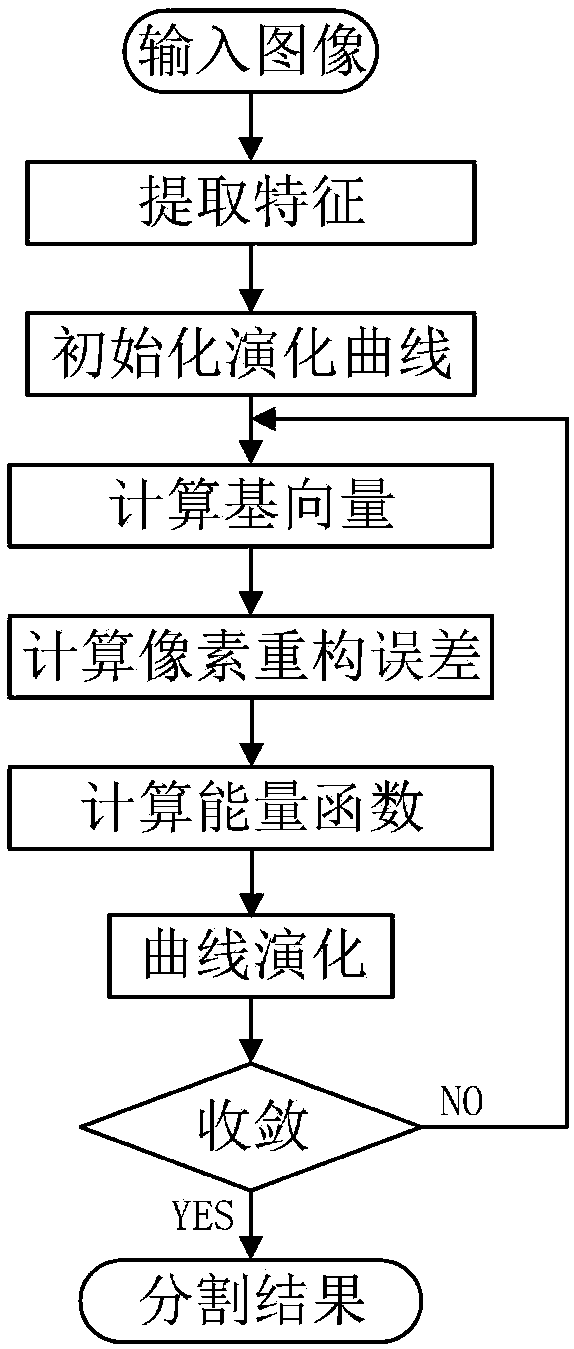 Image segmentation method based on PCA reconstruction error level set