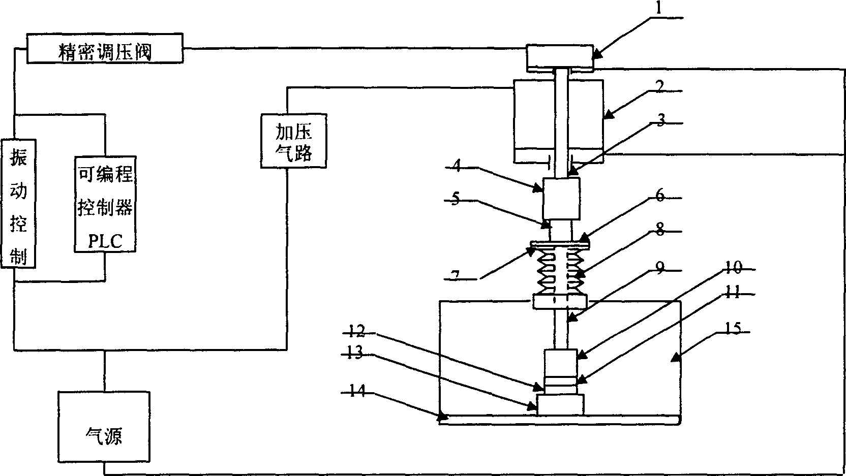 Pressurizing device and method for vacuum diffusion welding machine