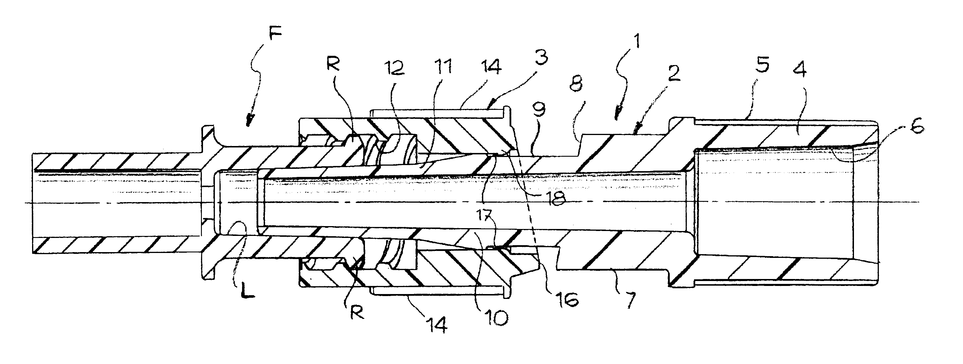 Male luer lock connector for medical fluid lines