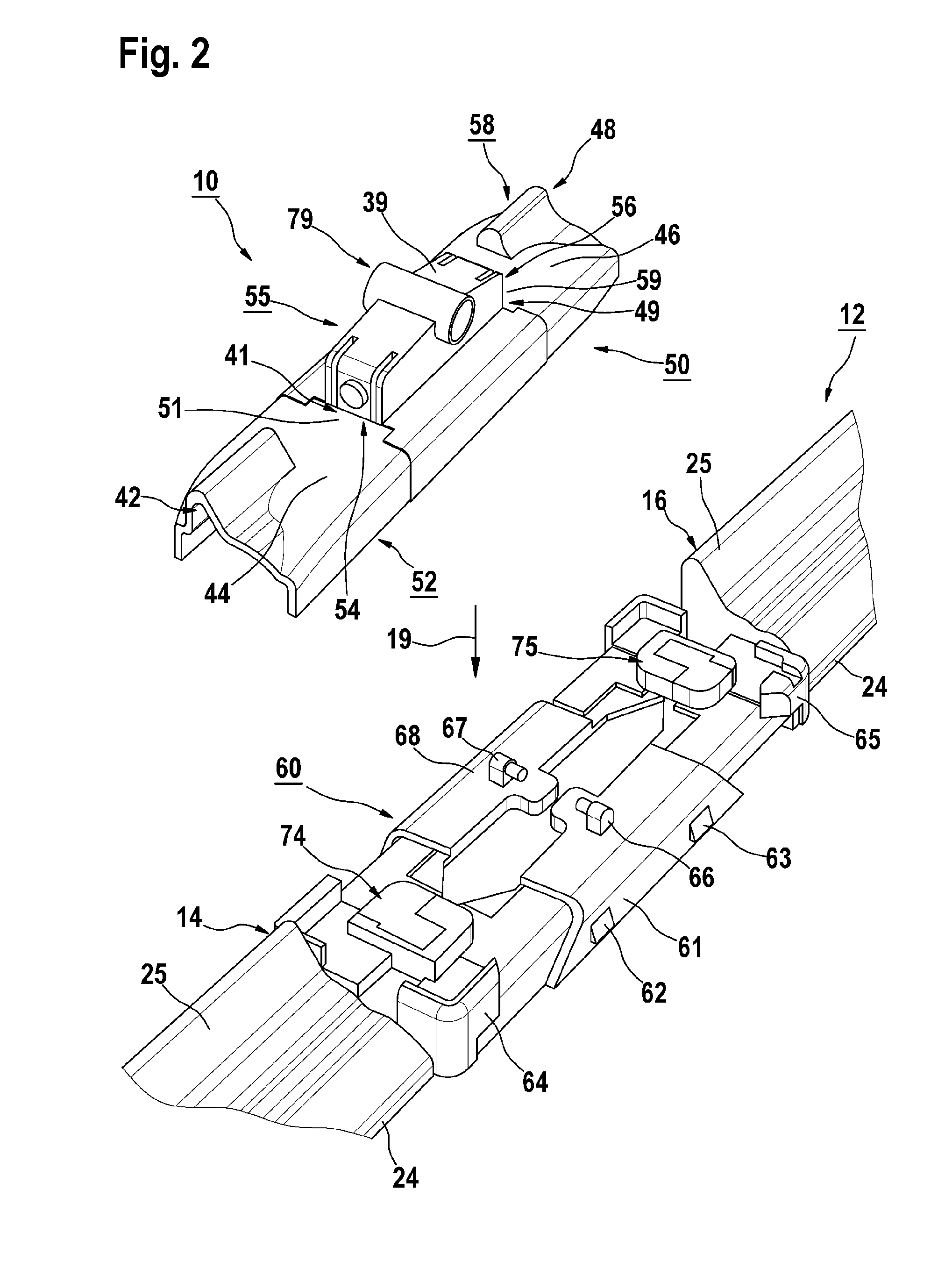 Wiper blade having an adapter unit for attaching to a wiper arm