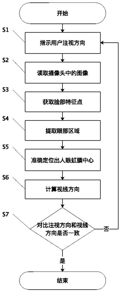 Human face recognition living body detection method for calculating sight line direction based on three-dimensional eyeball model