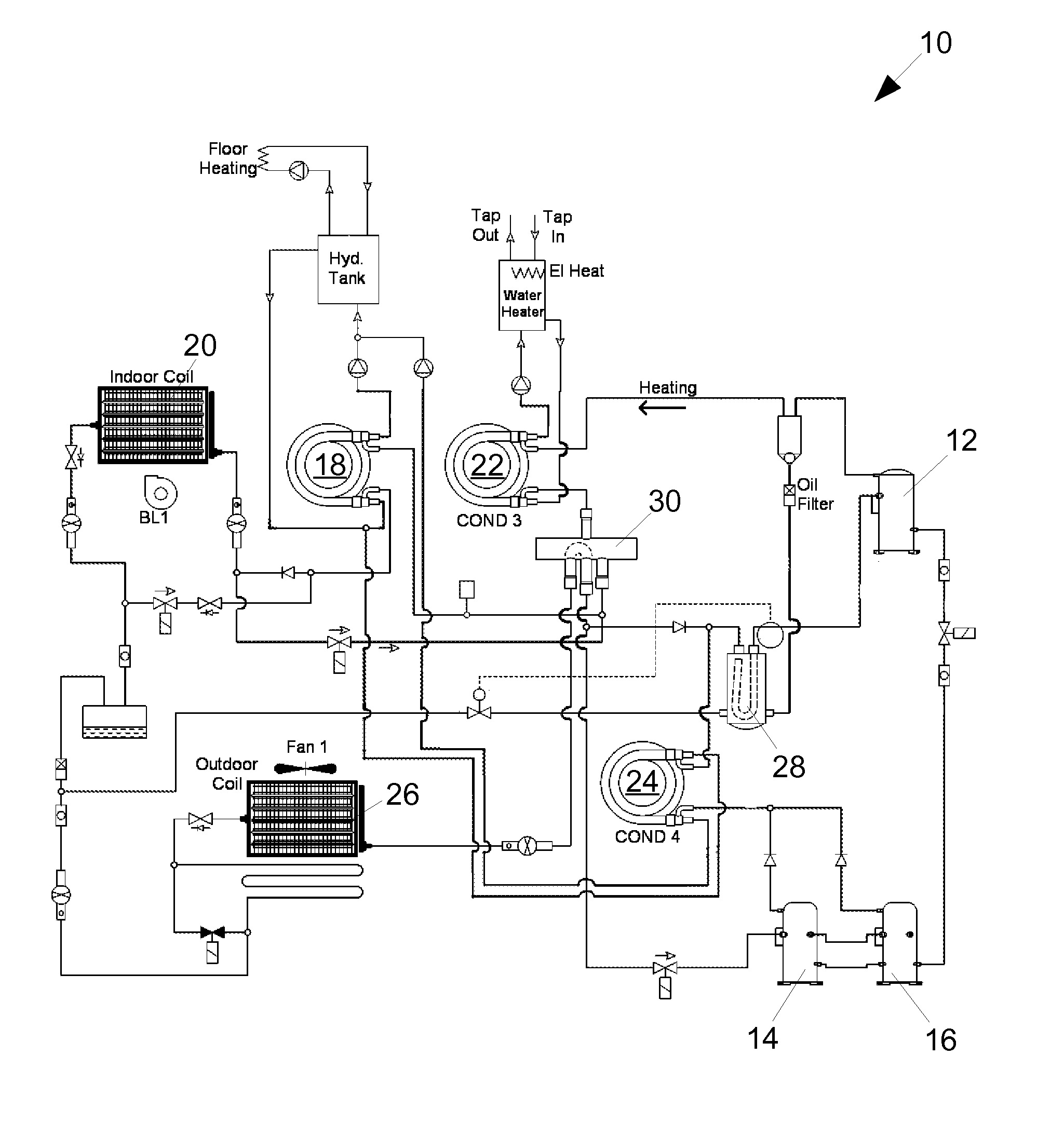 Heat pump system with extended run time boost compressor