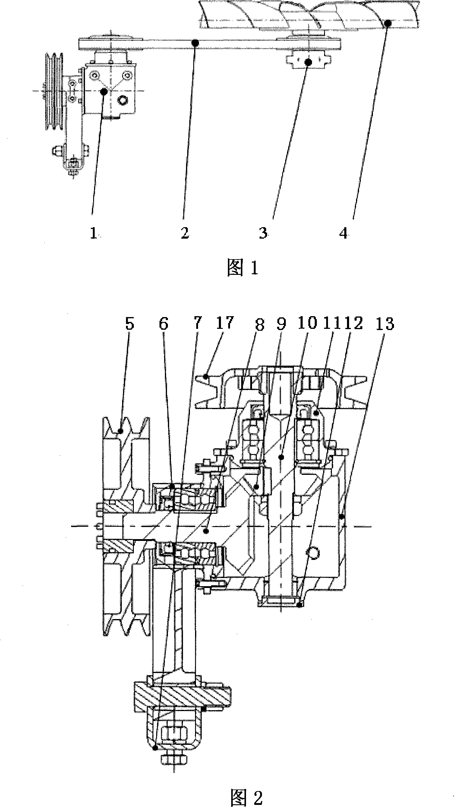 Angle transmission mechanism of car engine cooling fan