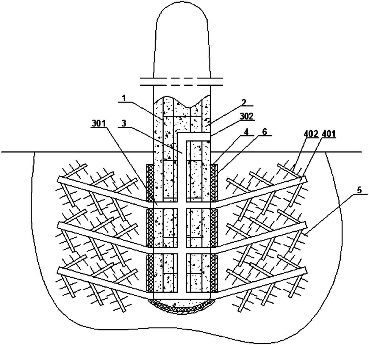 Electric pole with rooting-into-soil function