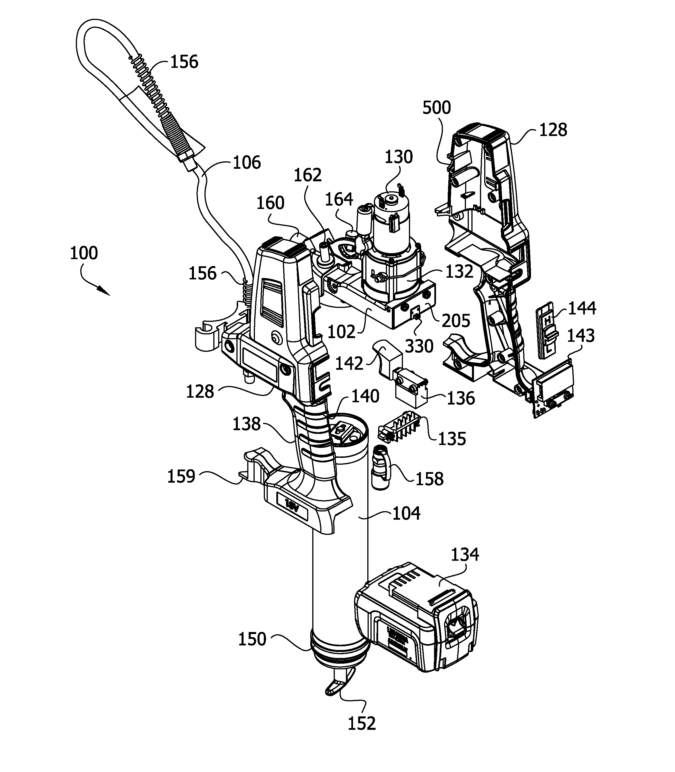 Battery powered, handheld lubrication gun with display