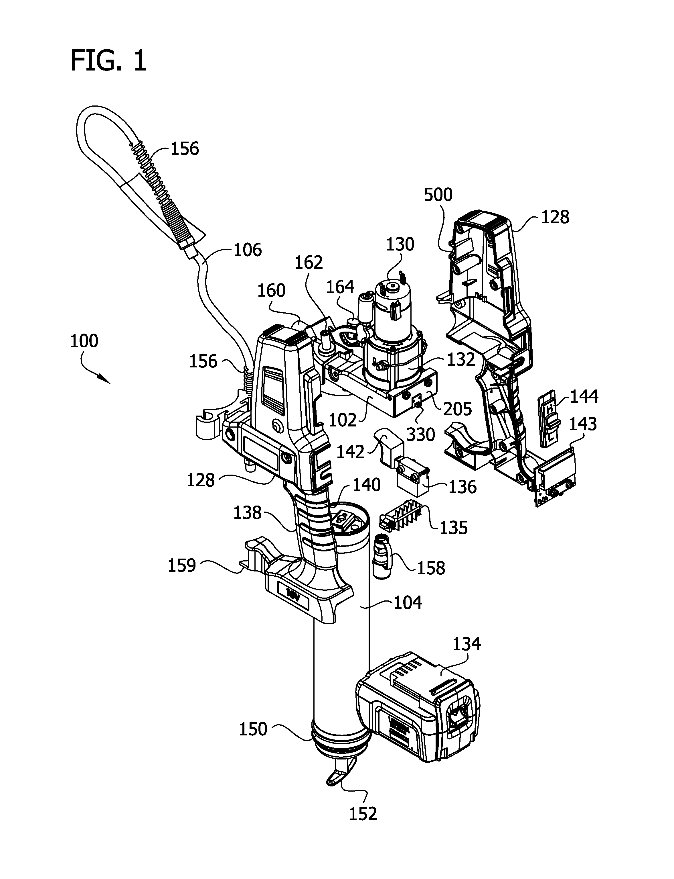 Battery powered, handheld lubrication gun with display