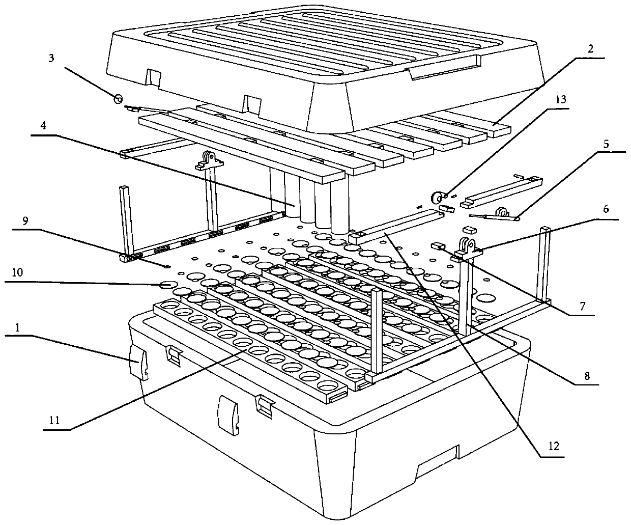 A vaccine over-temperature self-destruction box with a telescopic pole