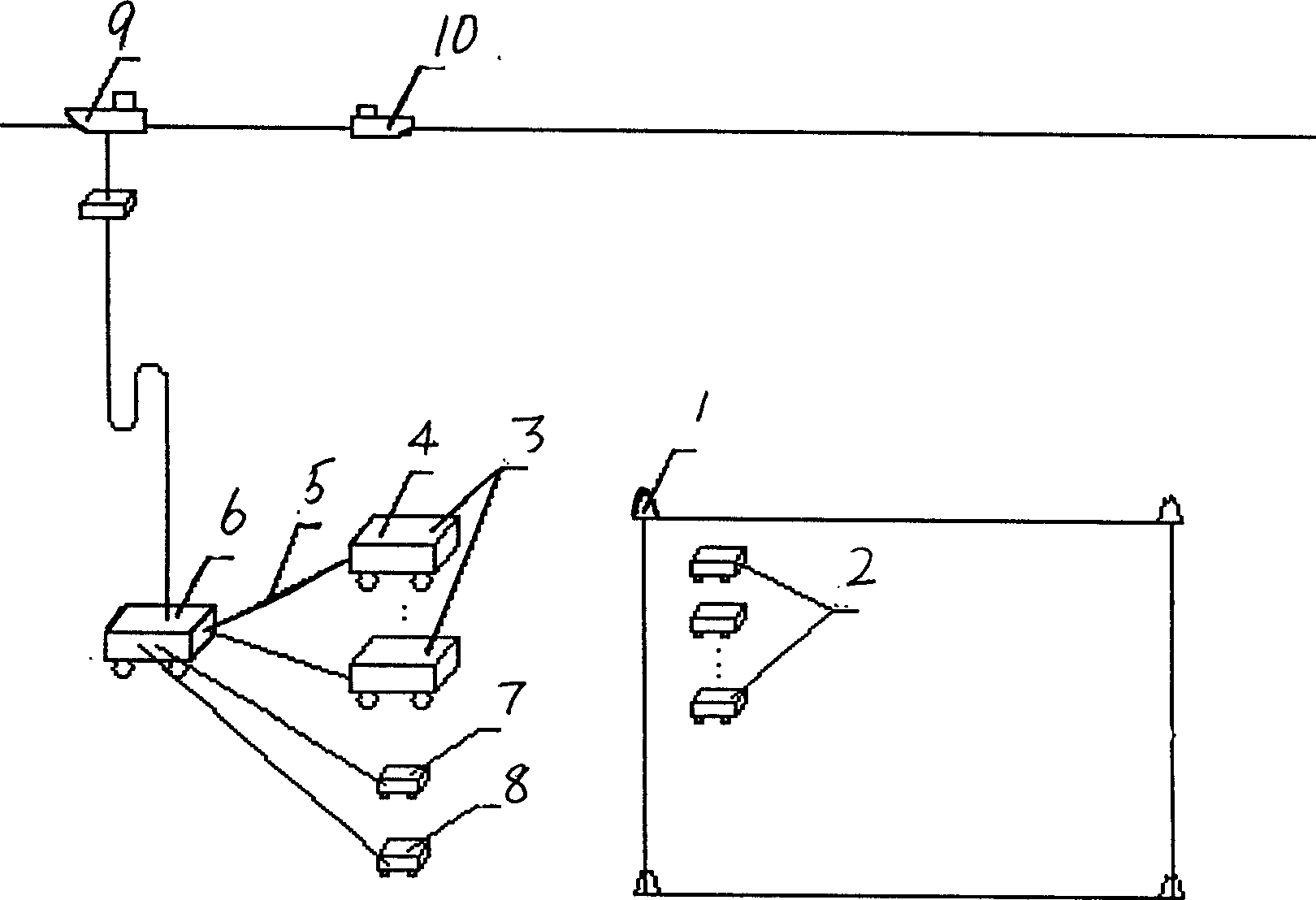 Movable distributive continuous exploitation method for deep sea mineral resources