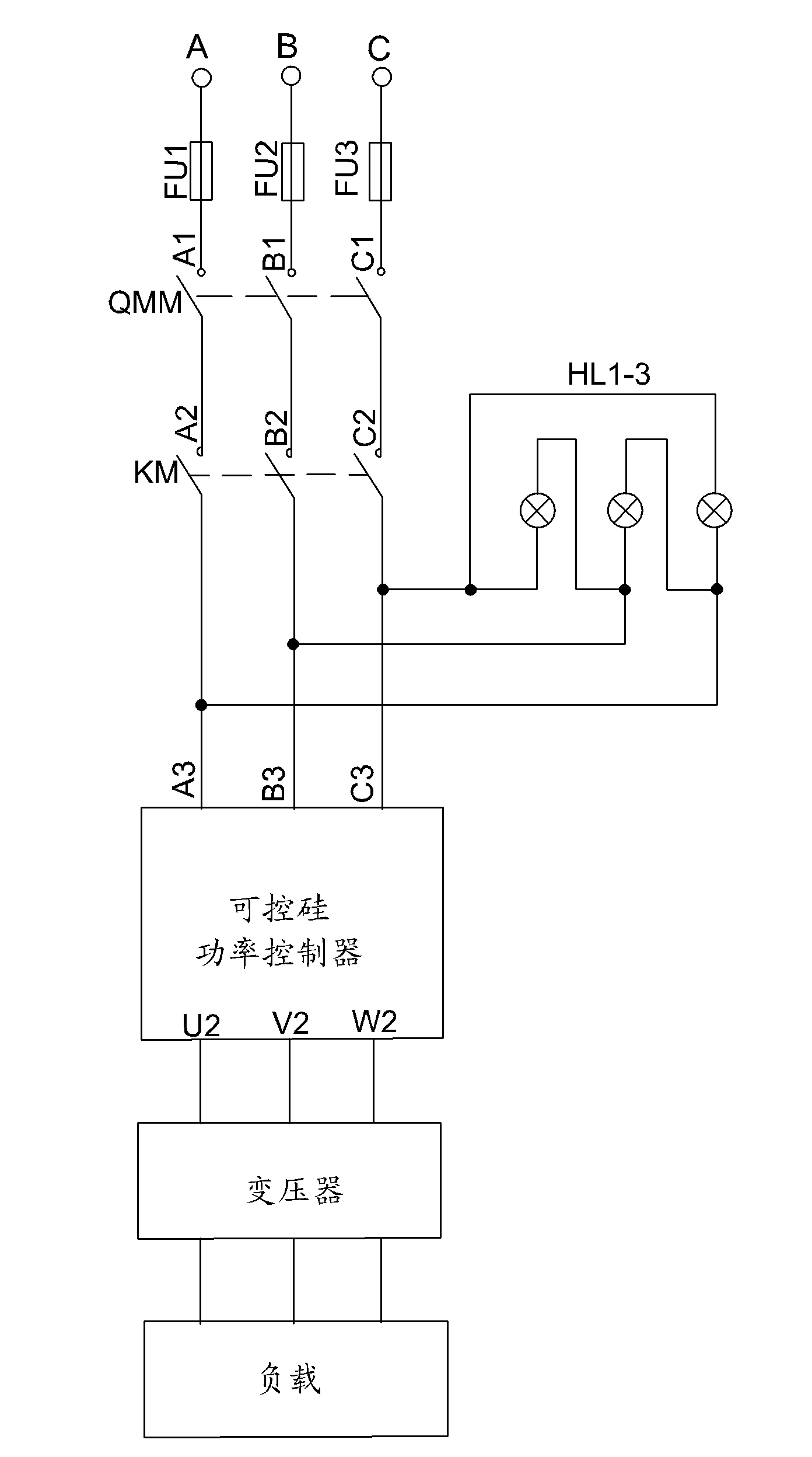 Thyristor pressure regulator with phase sequence protection