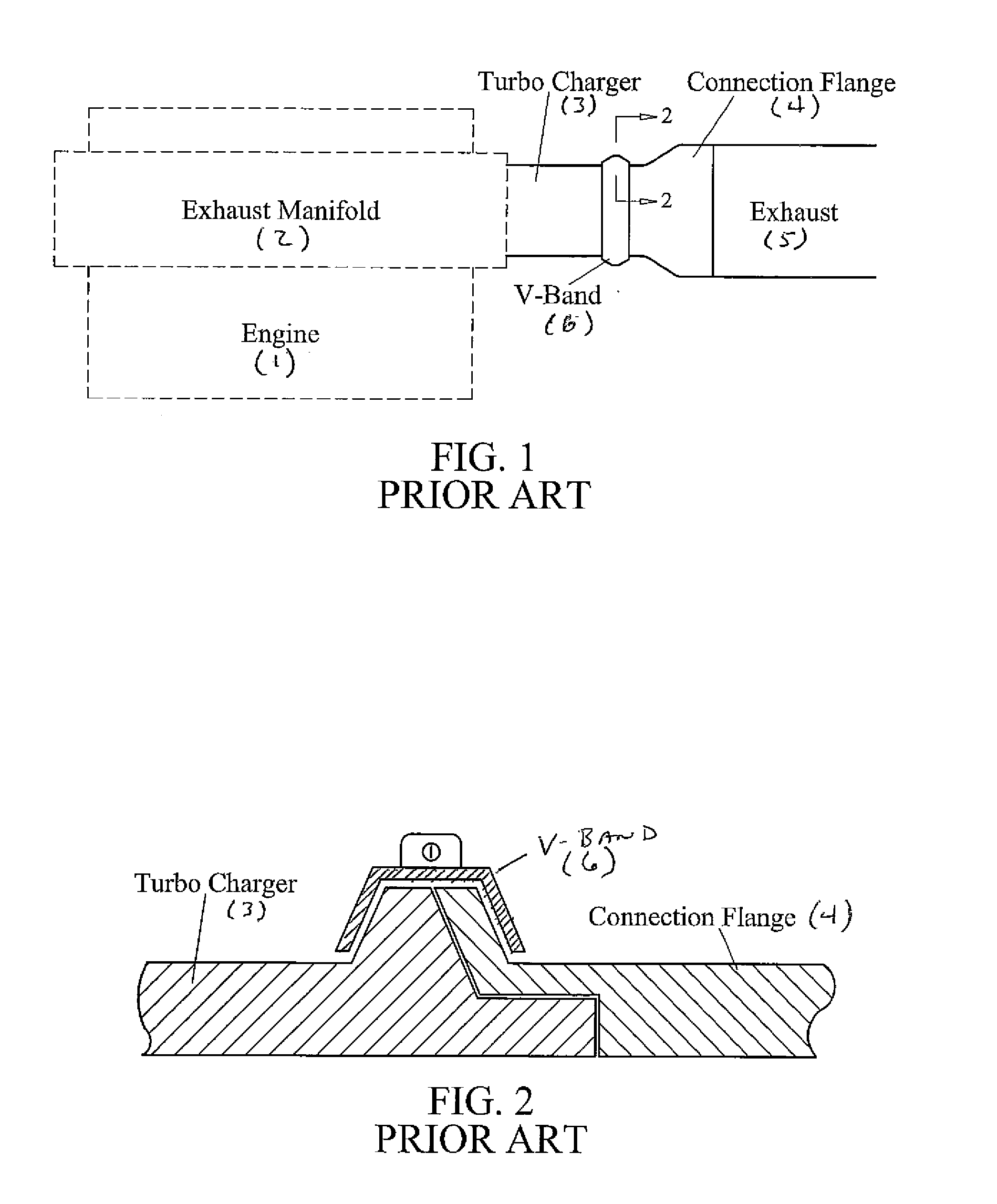 Gasketed connection of marine engine exhaust outlet to exhaust conduit