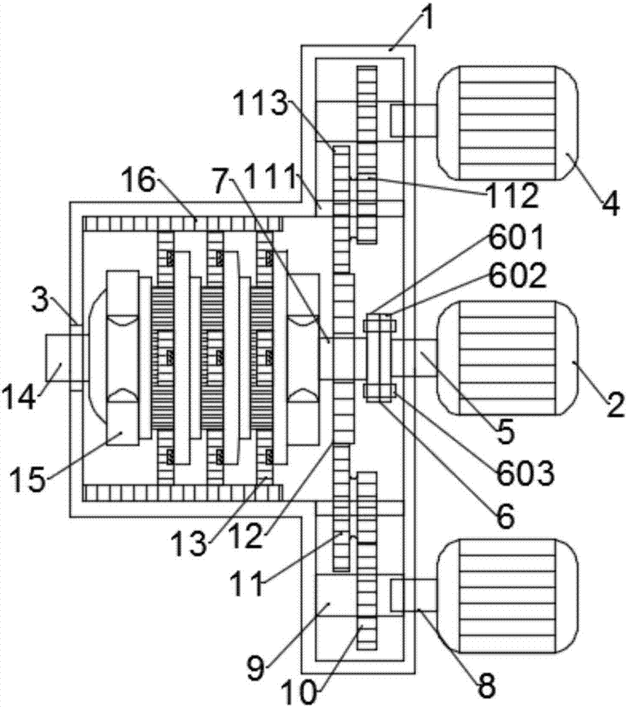 Differential planetary reduction gear for bridge crane