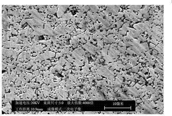 Titanium carbide-tungsten carbide composite hard alloy