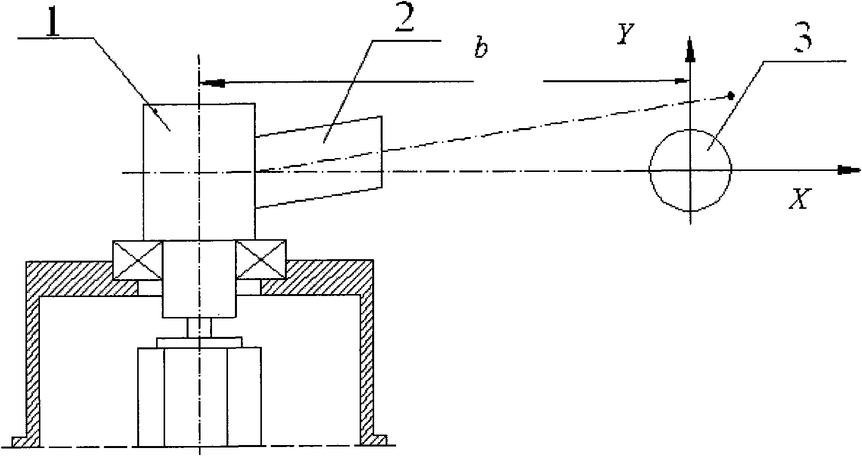 Nonlinear CCD 3D locating device combined with laser transmitter and locating method thereof