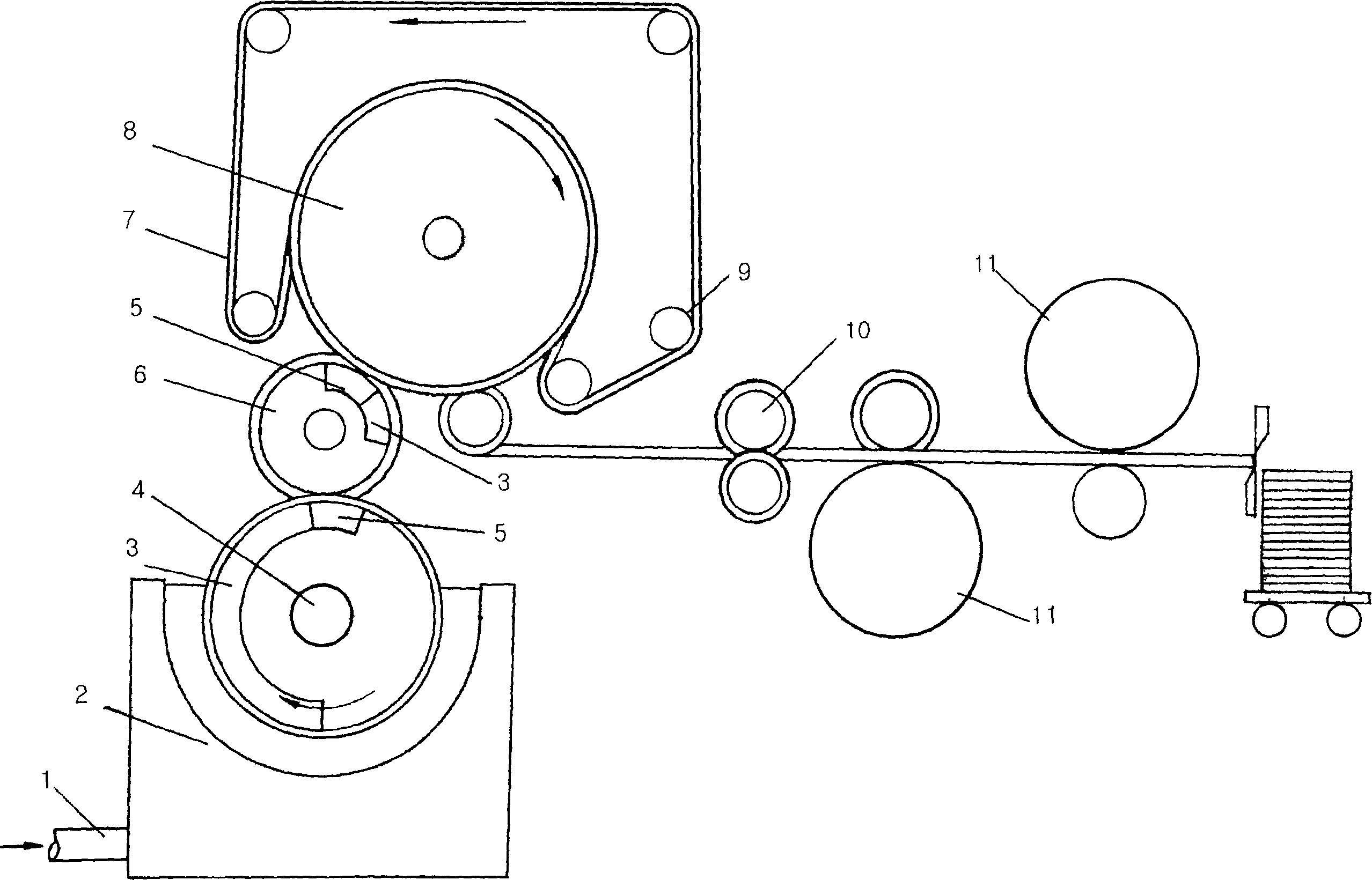 Method for producing packaging paper board and its producing device