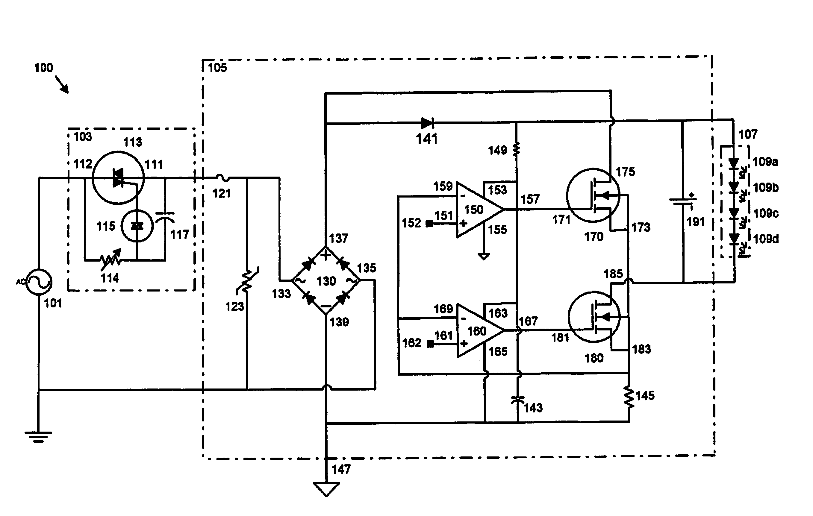 Highly integrated non-inductive LED driver