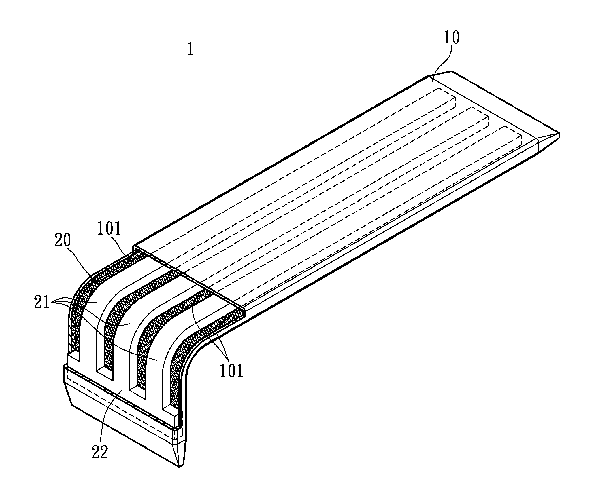 Flat heap pipe structure