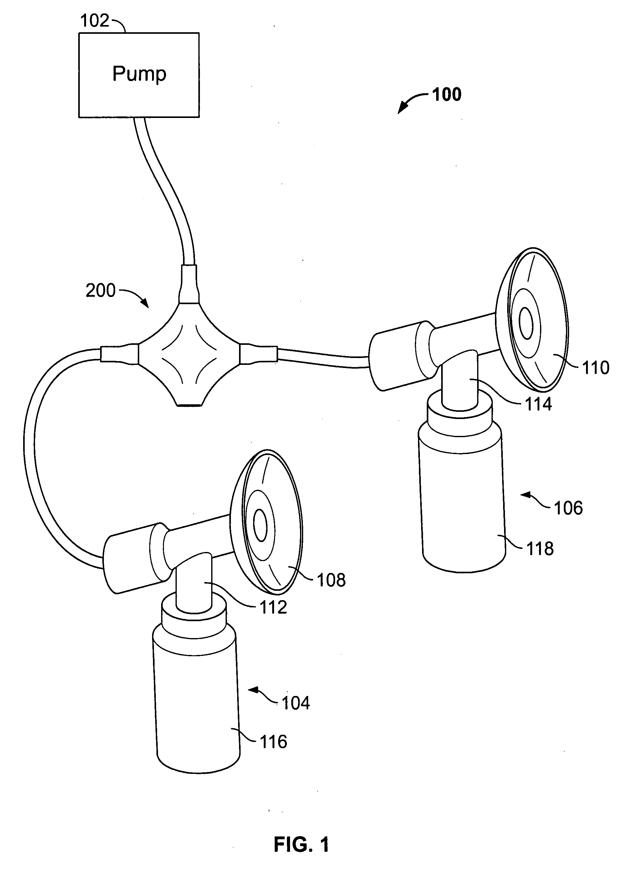 Connector for use in single and double breast pumping