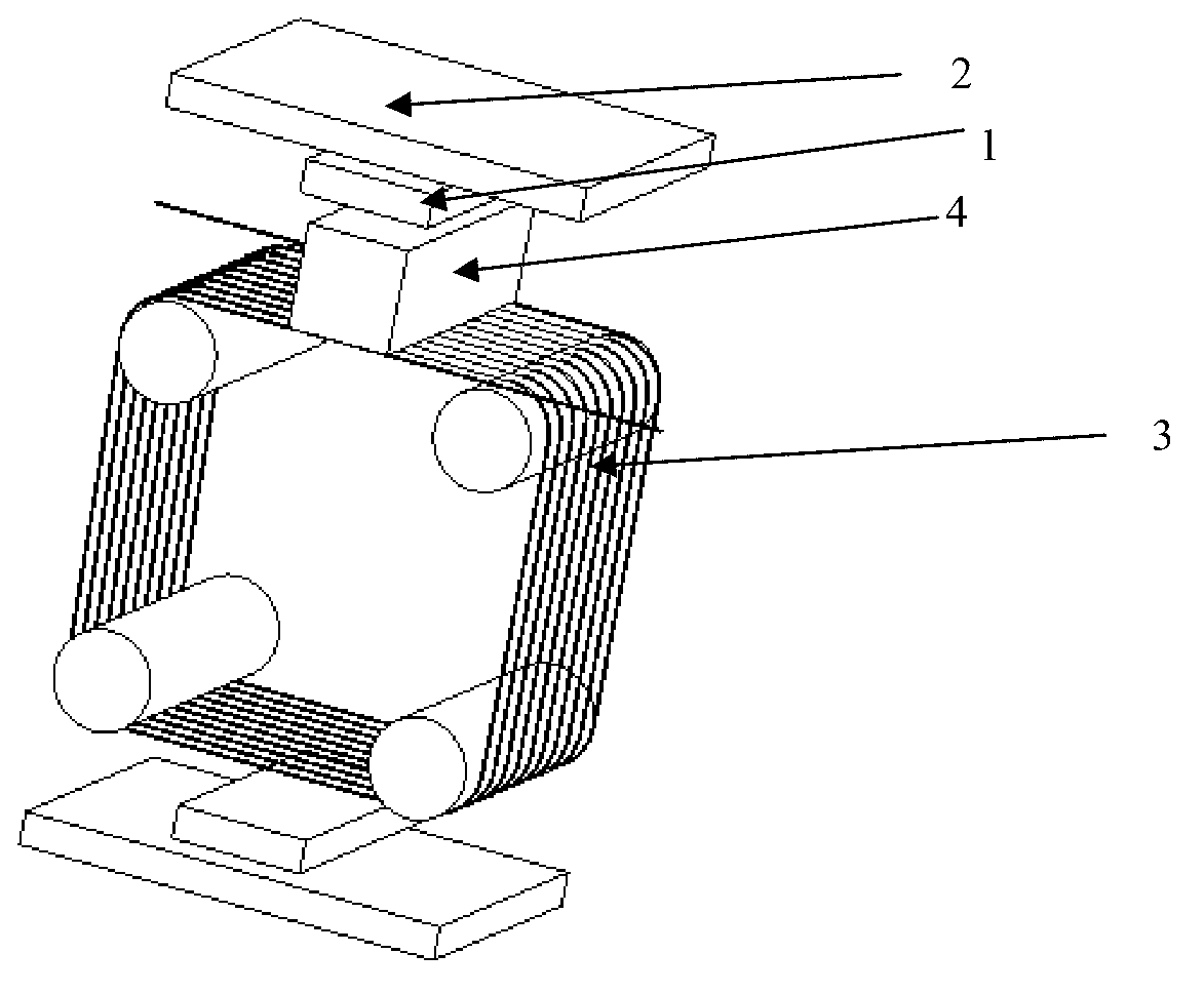 Electric grinding multi-line cutting current inlet method and device