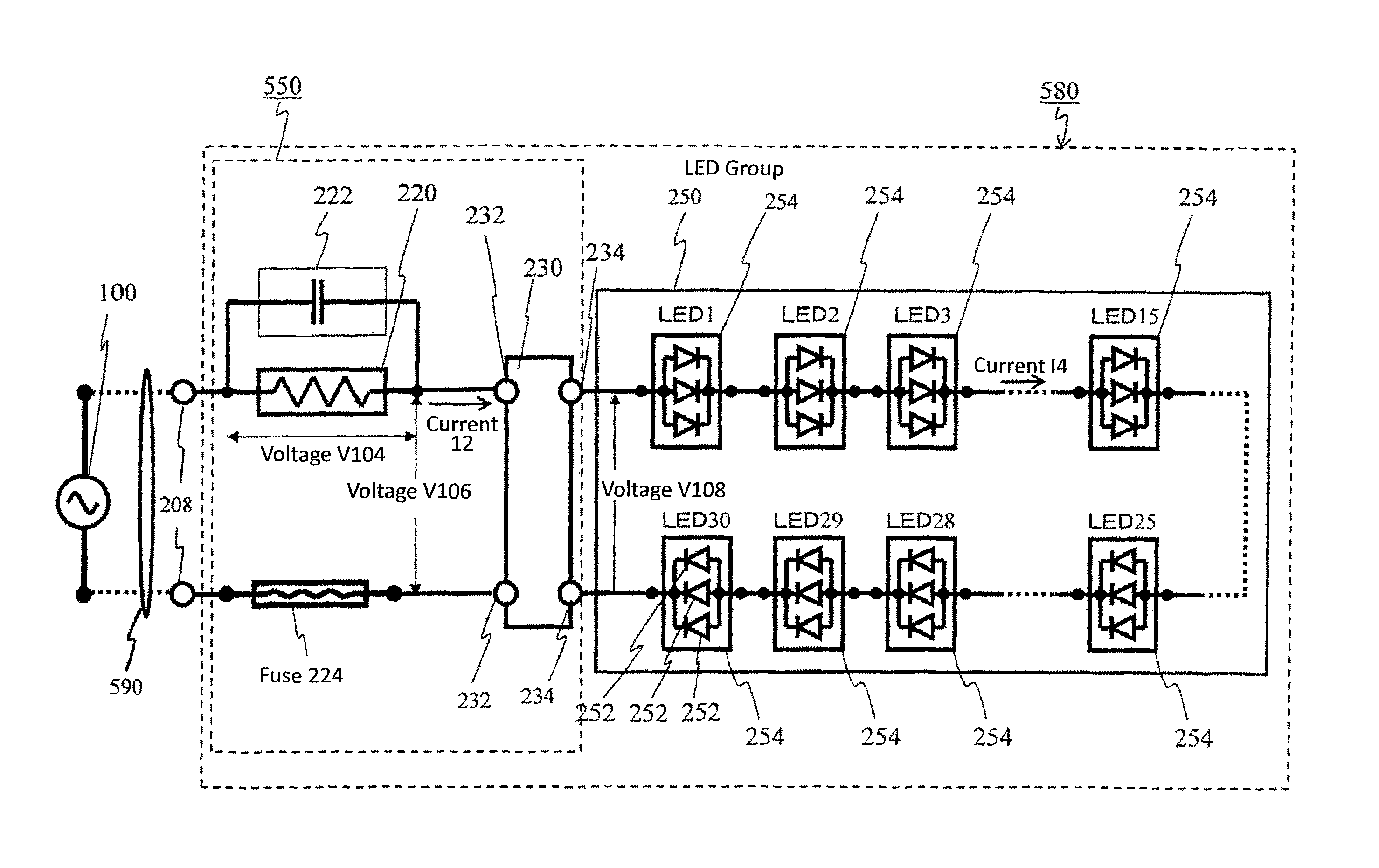 Lighting device having LED elements