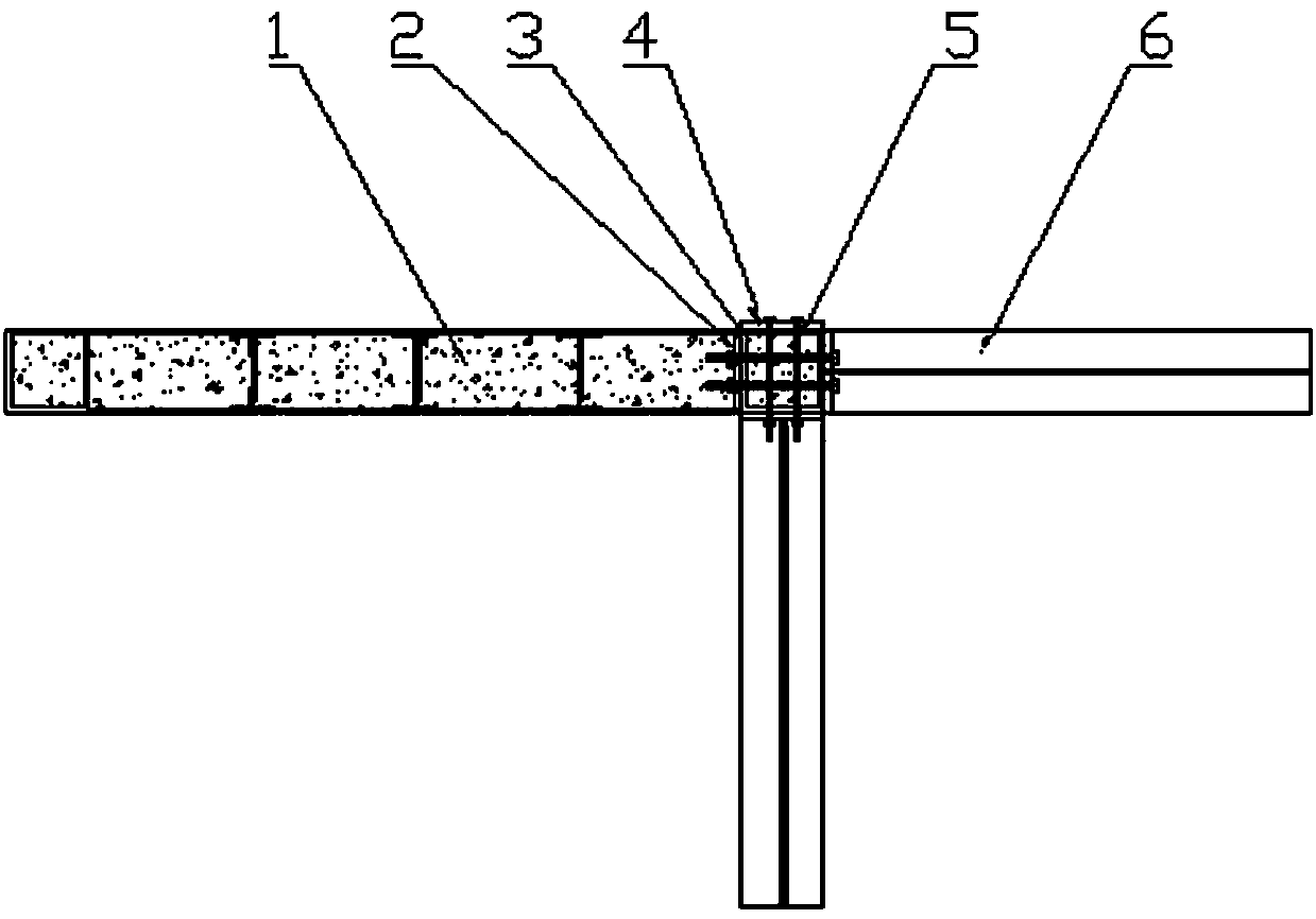 Multi-cavity composite shear wall and H-shaped steel beam fabricated node and construction method thereof