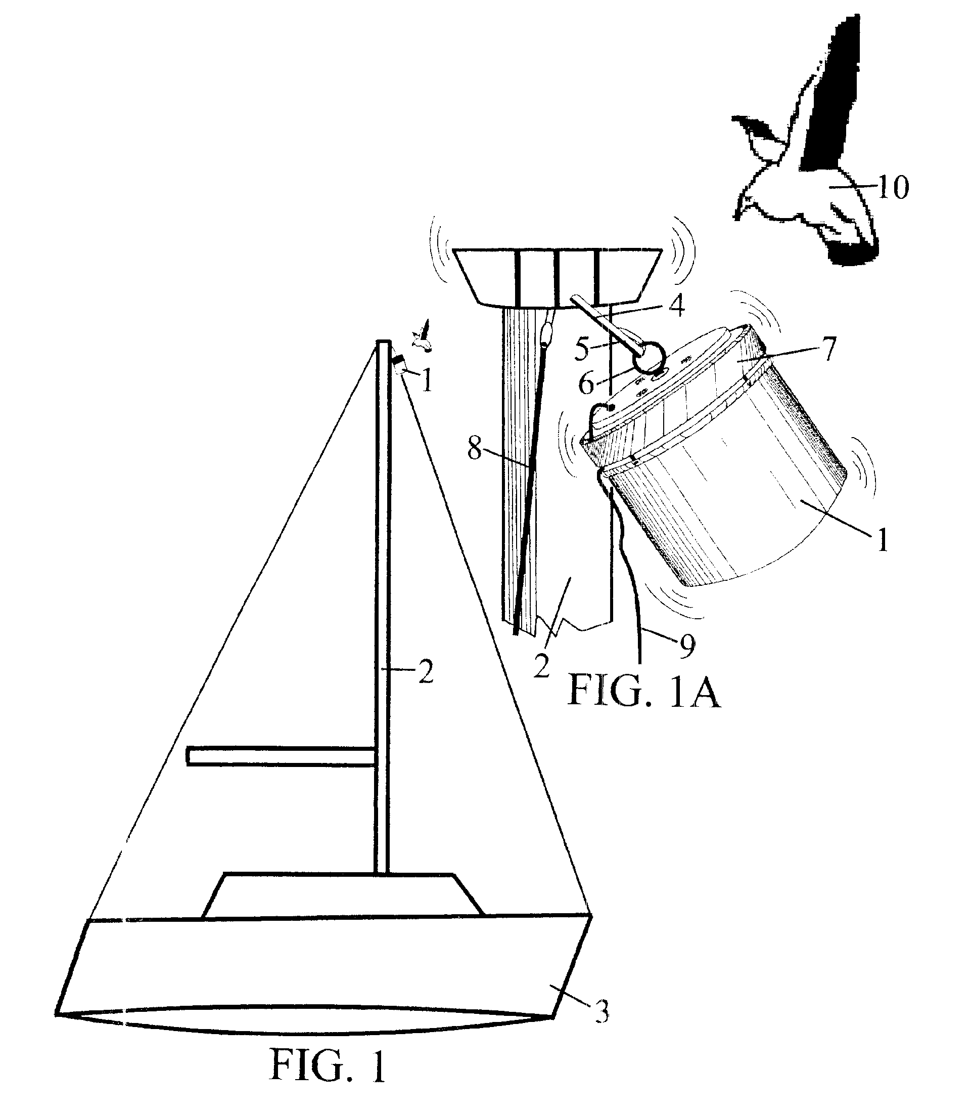 Vibrating device for repelling birds from boats