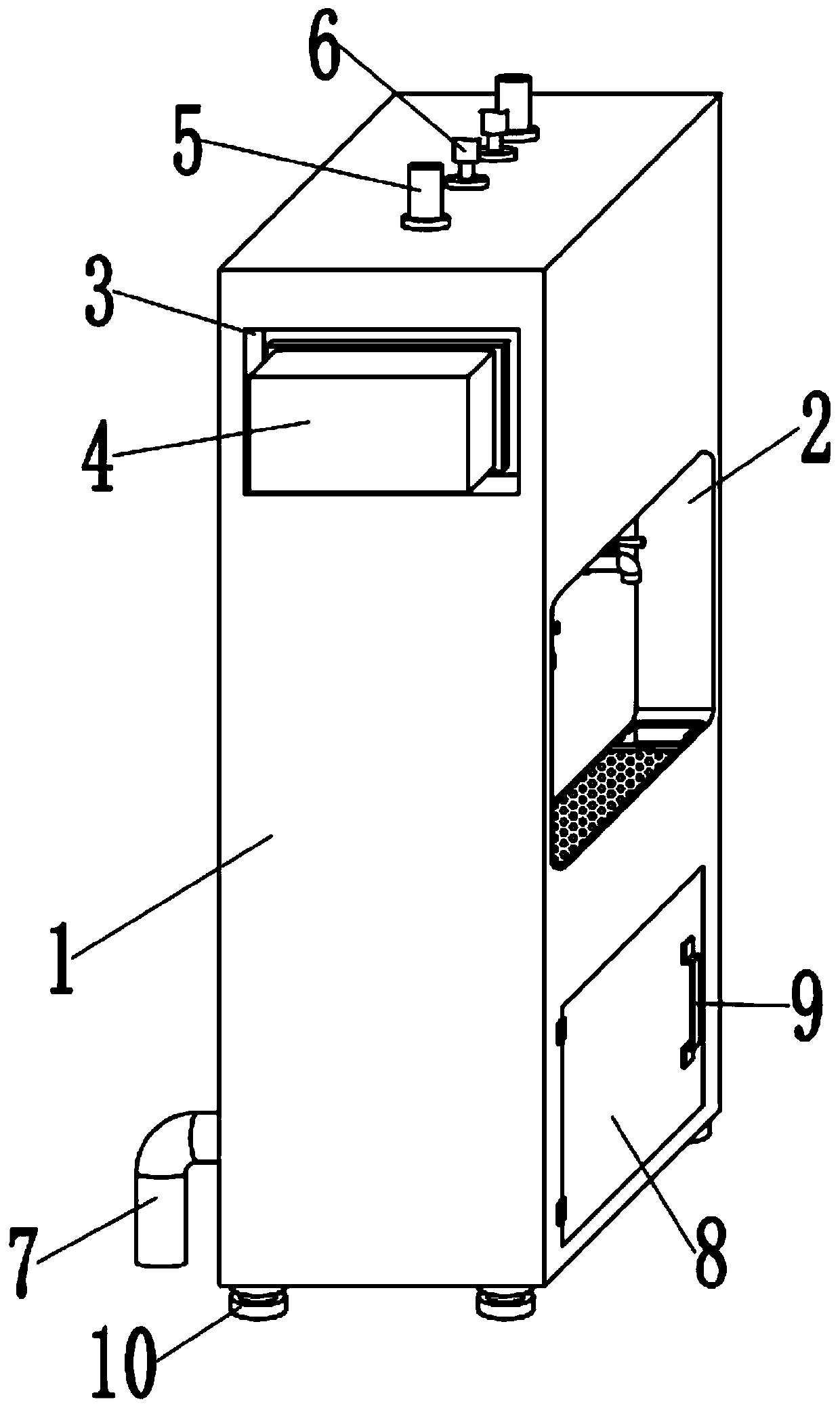 Train carriage hot water receiving device with purifying structure