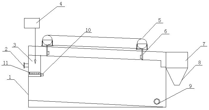 Separation device for removing sludge in oily wastewater