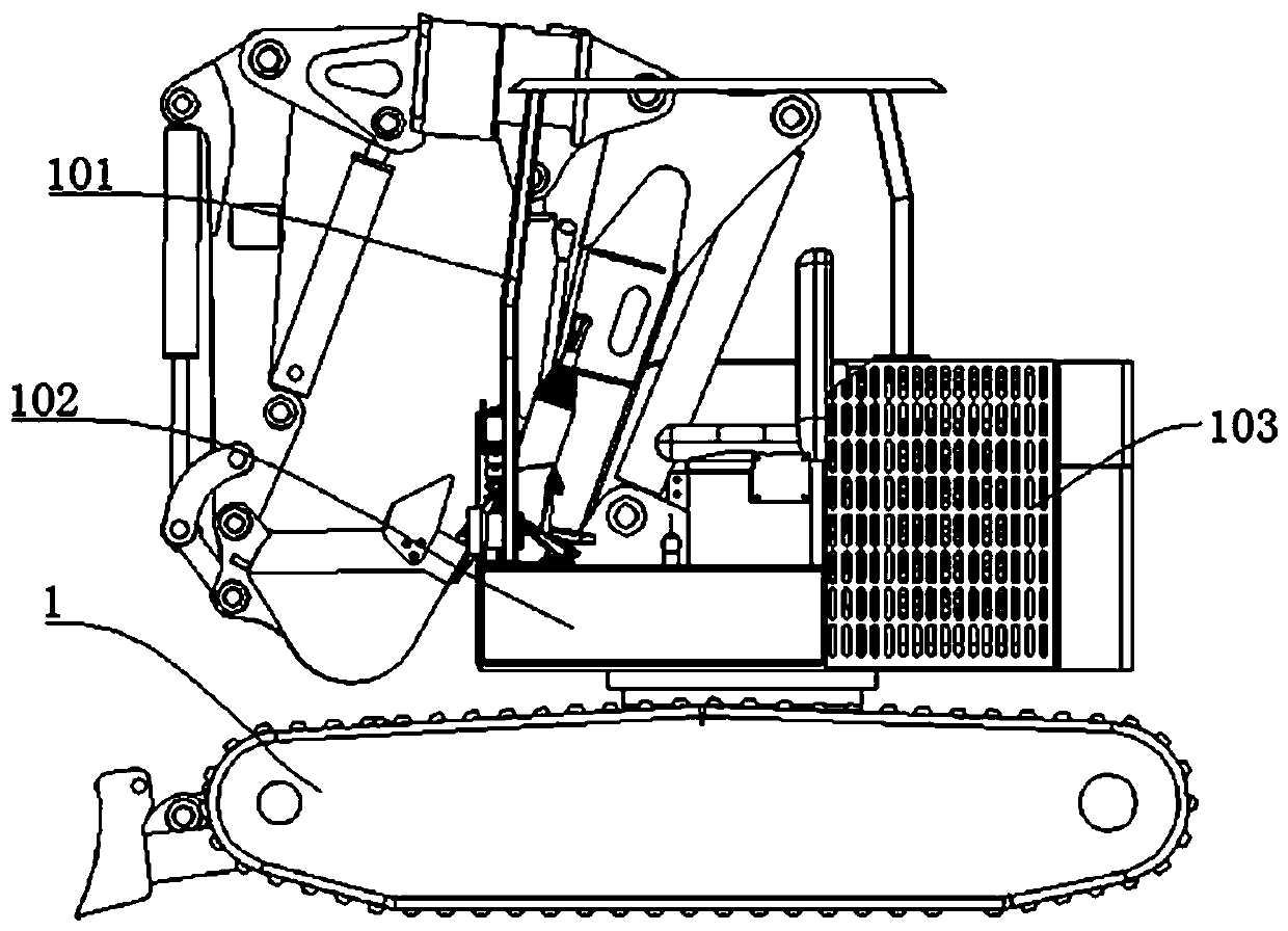 Heat dissipation device for underground caterpillar band type four-drive excavator