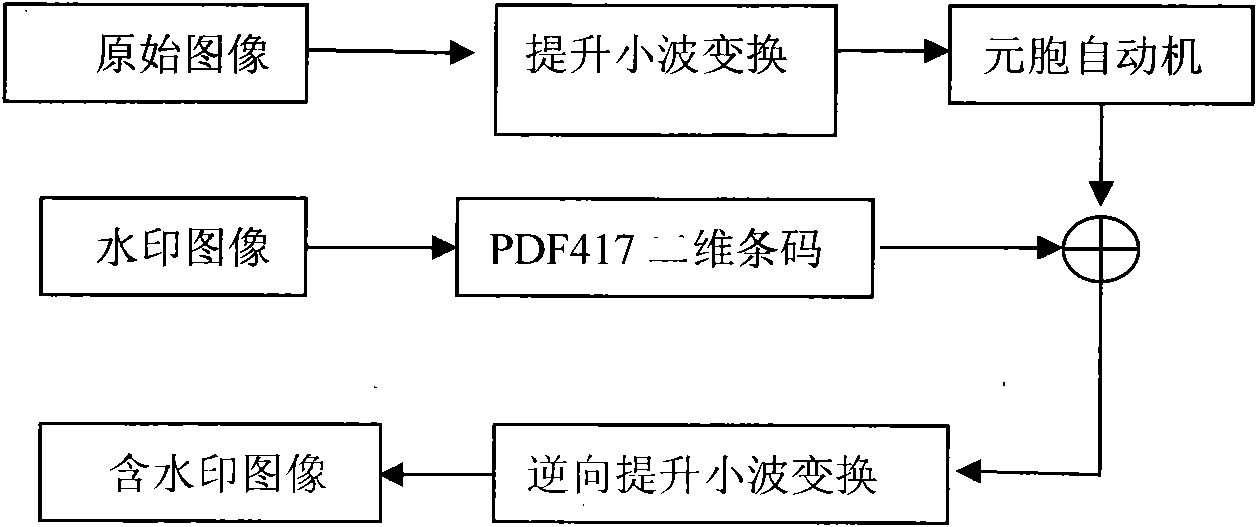 Cellular automata-based blind watermark implementing method