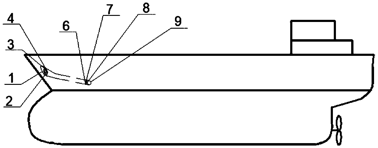 A merchant ship bow wave energy power generation device