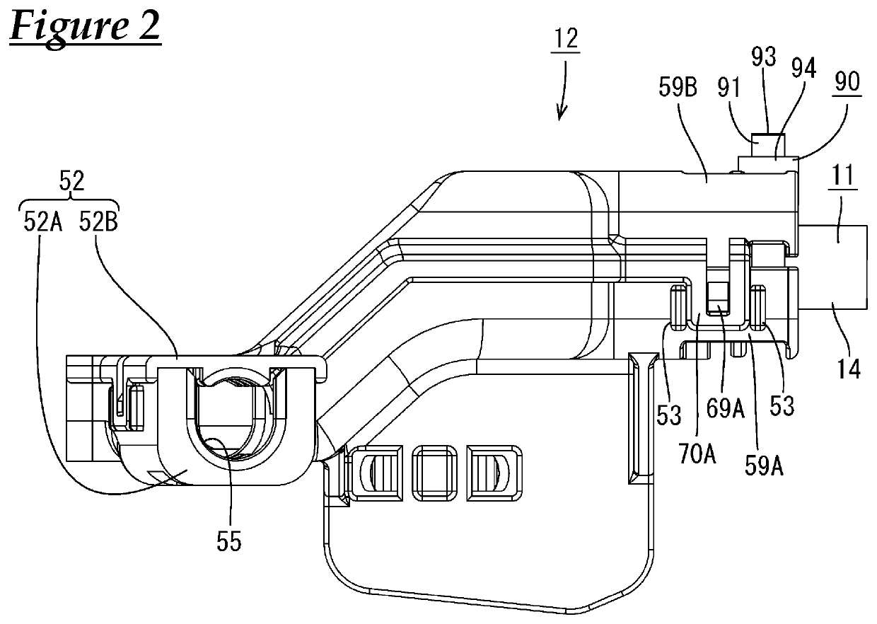 Holding structure for cable