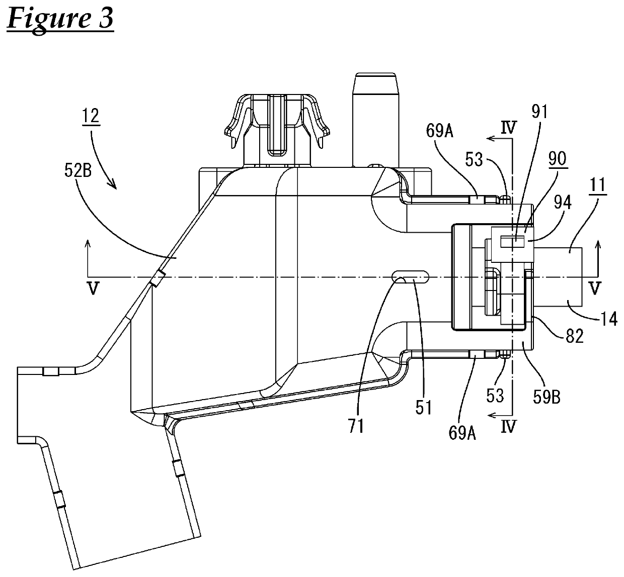 Holding structure for cable