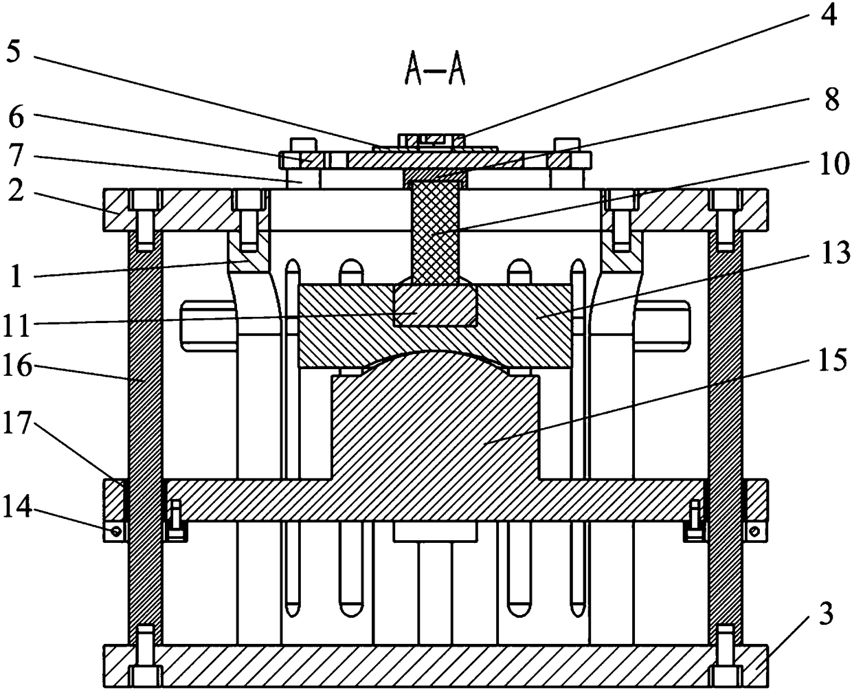 MEMS microstructural four-axis shock excitation device using piezoelectric ceramics as excitation source