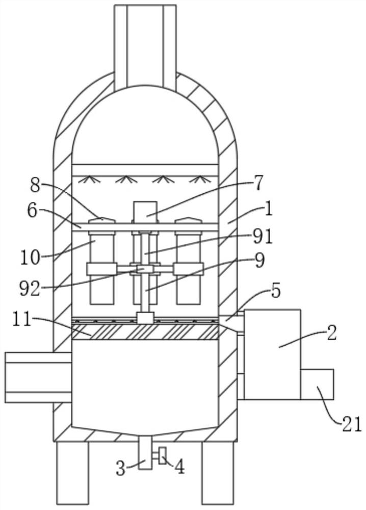 Carbon dioxide waste gas pollution abatement purification tower convenient for cleaning particle impurities