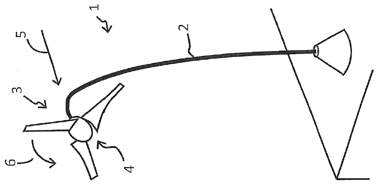 Wind turbine with a centrifugal force driven adjustable pitch angle and cables retaining blades in a hub