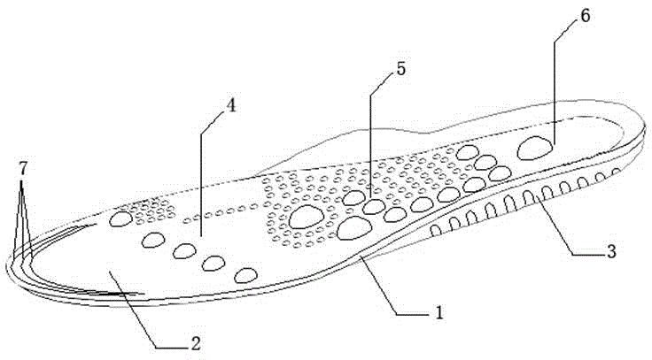 Cushioning and massaging combined insole