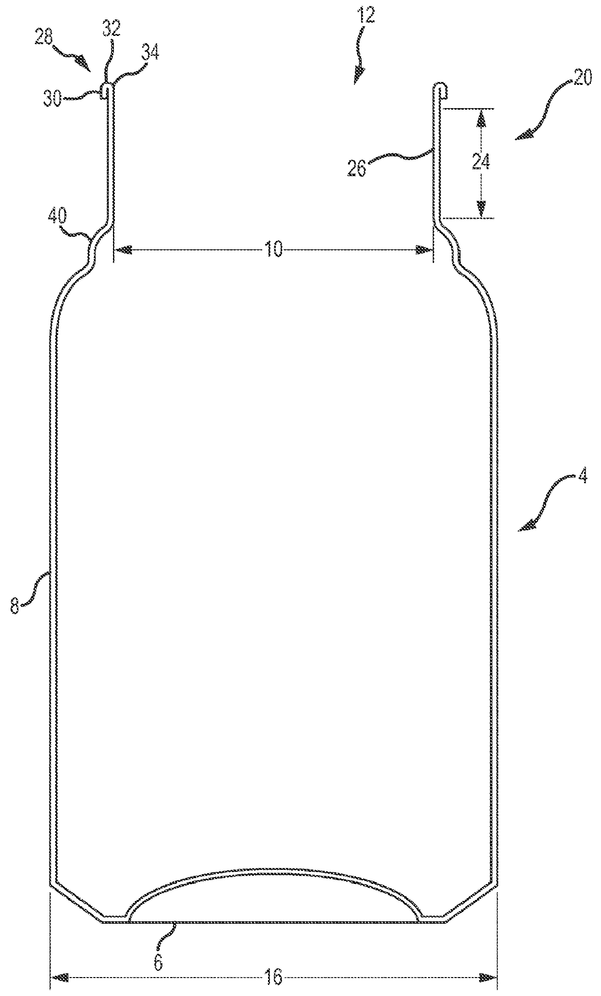 Metallic container with a threaded closure