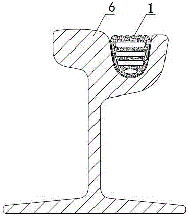 Protection rubber strip of groove rail flangeway