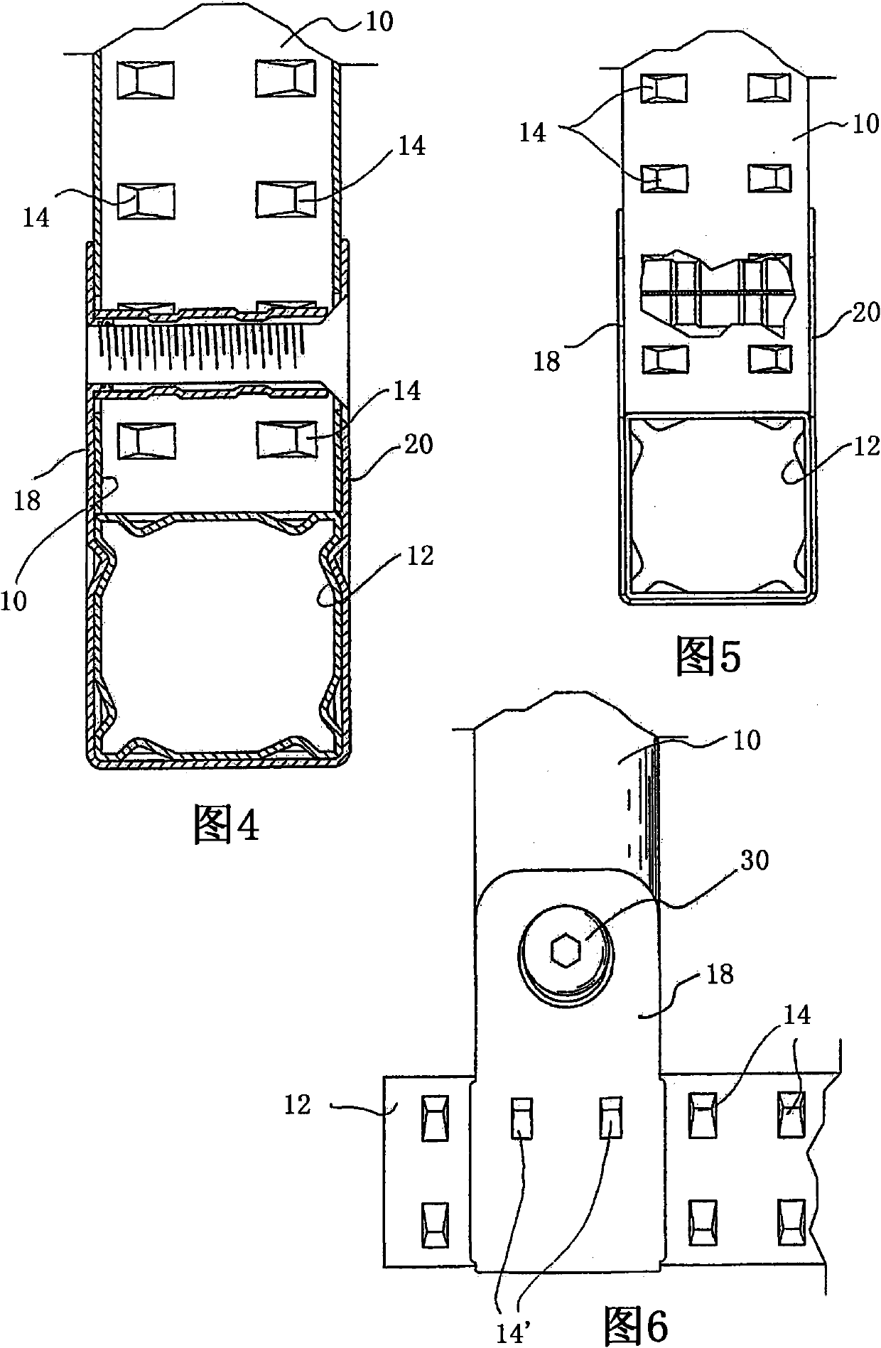 A device for the forced locking of two elements oriented orthogonally to one another